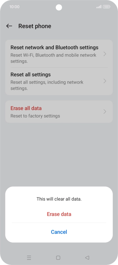 Press Erase data.