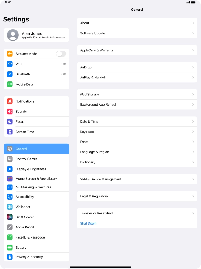 Press Mobile Data.