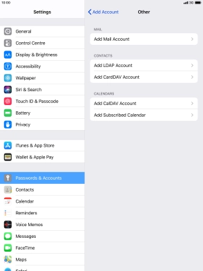 Press Add Mail Account. Press Add Mail Account.