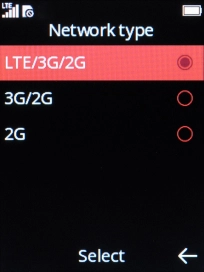 Select the required network mode. Select the required network mode.