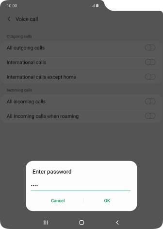Key in your barring password and press OK. The default barring password is 0000. Key in your barring password and press OK. The default barring password is 0000.