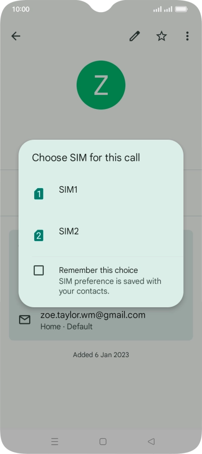 Press the name of the SIM. Press the name of the SIM.