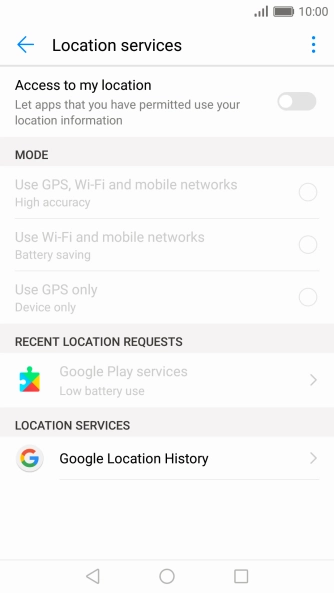 Press Access to my location to turn the function on or off.