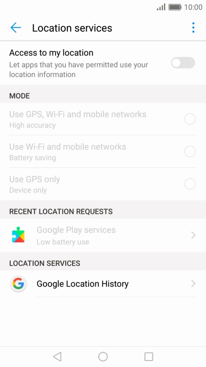 Press Access to my location to turn the function on or off.