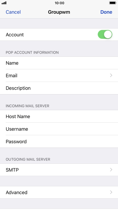 Press SMTP.