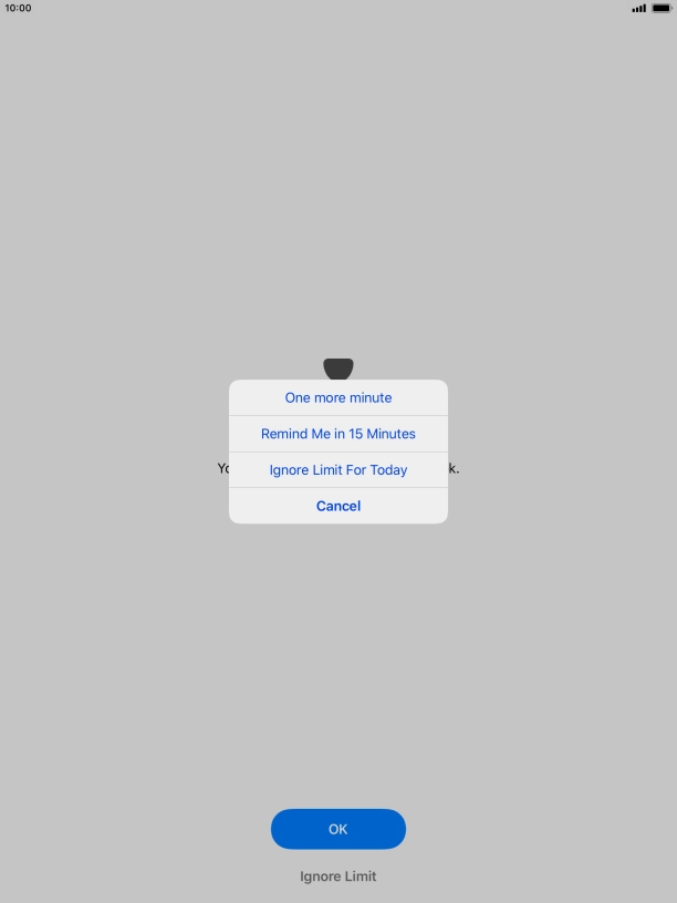 Press the required setting.