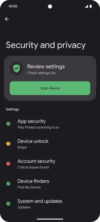 Press Device unlock.