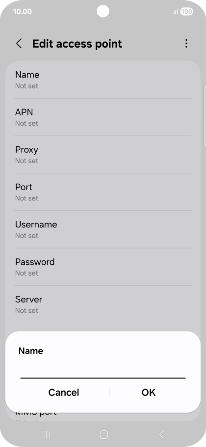 Key in Vodafone Internet and press OK. Key in Vodafone Internet and press OK.