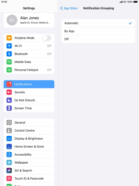 Press the required setting. Press the required setting.