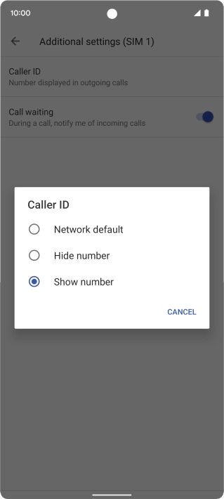 Press Show number to turn on caller identification.
