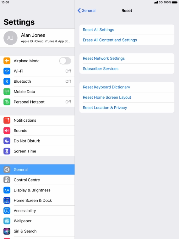 Press Reset All Settings.