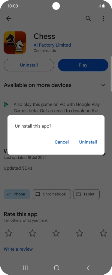 Press Uninstall.