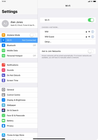 Press the required Wi-Fi network and key in the password for the Wi-Fi network. Press the required Wi-Fi network and key in the password for the Wi-Fi network.