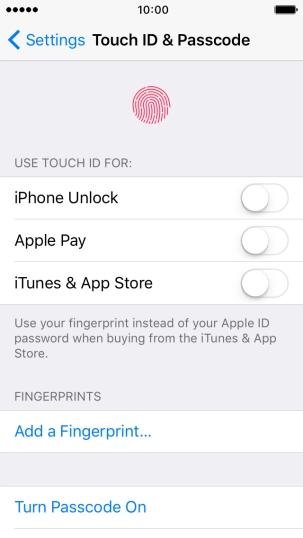 Press Turn Passcode On and key in a phone lock code of your own choice twice.