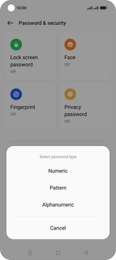 Press the required phone lock code and follow the instructions on the screen to create an additional phone lock code.