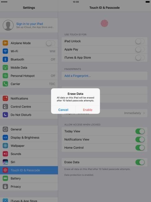 If you turn on the function, press Enable. If you turn on the function, press Enable.