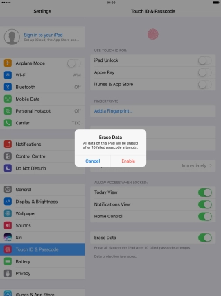 If you turn on the function, press Enable. If you turn on the function, press Enable.