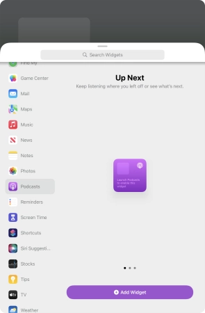 Slide your finger right or left on the screen to select the required widget size. Slide your finger right or left on the screen to select the required widget size.