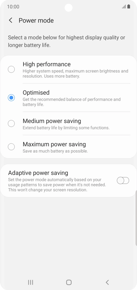 Press the required setting to turn on the function. Press the required setting to turn on the function.