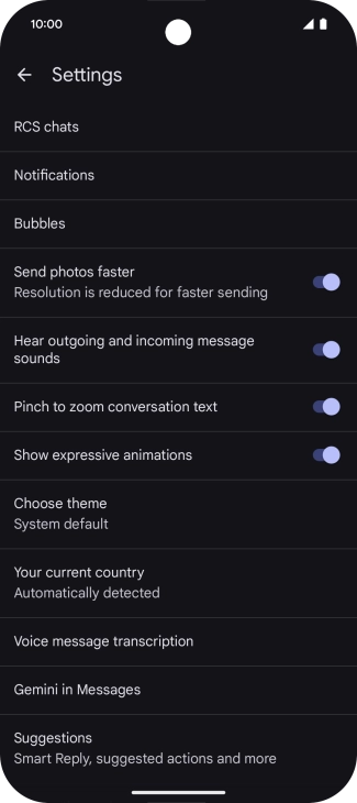 Press Gemini in Messages.