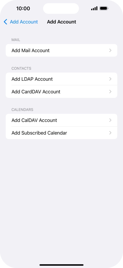 Press Add Mail Account.
