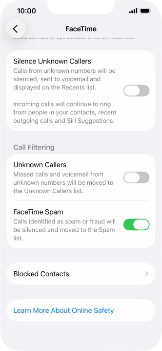 Press Blocked Contacts.