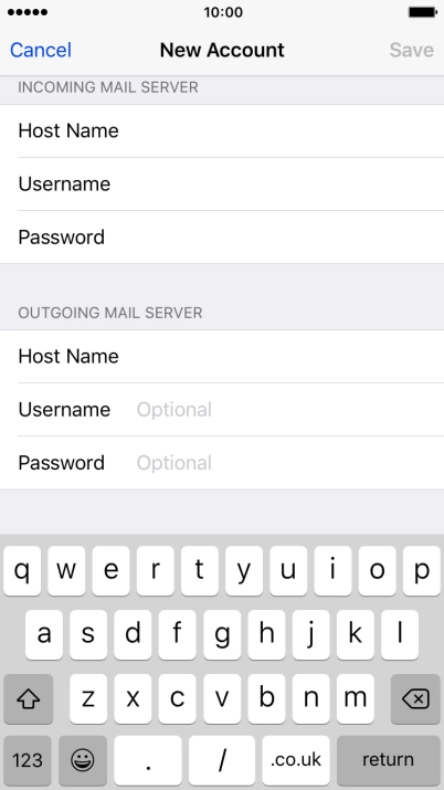 Press Username and key in the username for your email account.