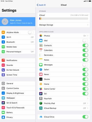 Press iCloud Backup.