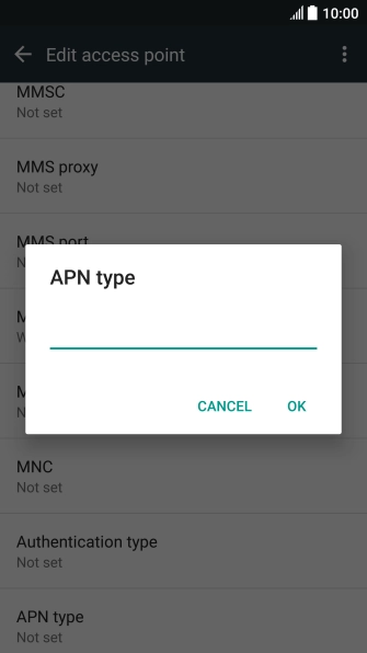 Key in default and press OK.