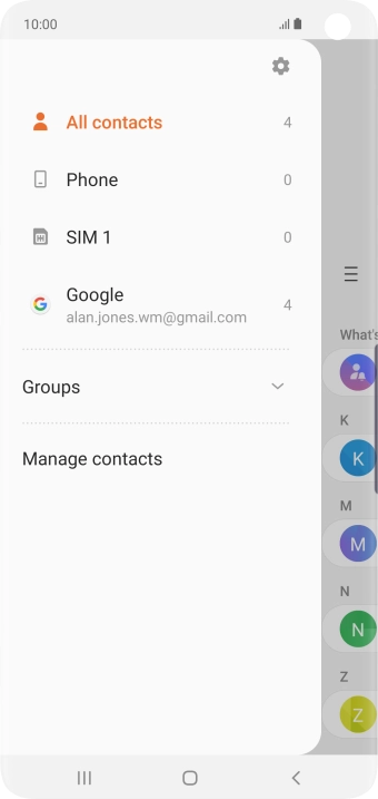 Press Manage contacts. Press Manage contacts.
