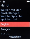 Select the required language. Select the required language.