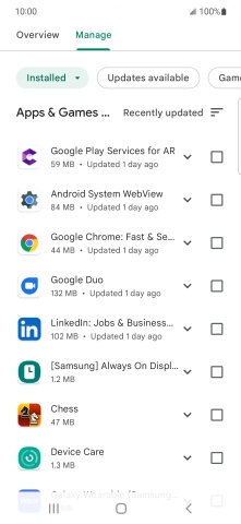 Press the required app. Press the required app.