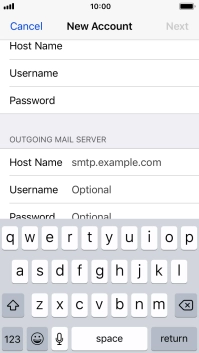 Press Host Name and key in the name or IP address of your email provider's outgoing server. Please note that if you can't send email messages when using your email provider's outgoing server, key in smtp.vodafone.net.au (Vodafone's outgoing server). Press Host Name and key in the name or IP address of your email provider's outgoing server. Please note that if you can't send email messages when using your email provider's outgoing server, key in smtp.vodafone.net.au (Vodafone's outgoing server).