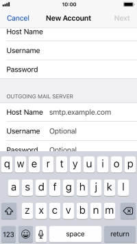 Press Host Name and key in the name or IP address of your email provider's outgoing server. Please note that if you can't send email messages when using your email provider's outgoing server, key in smtp.vodafone.net.au (Vodafone's outgoing server). Press Host Name and key in the name or IP address of your email provider's outgoing server. Please note that if you can't send email messages when using your email provider's outgoing server, key in smtp.vodafone.net.au (Vodafone's outgoing server).