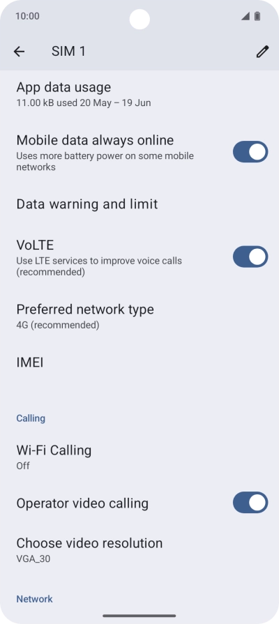 Press Preferred network type. Press Preferred network type.
