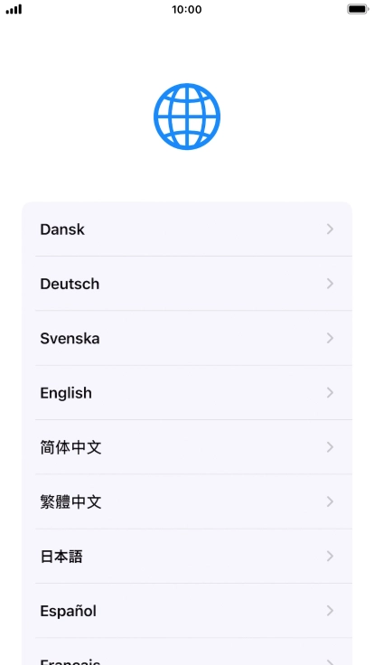 Press the required language.