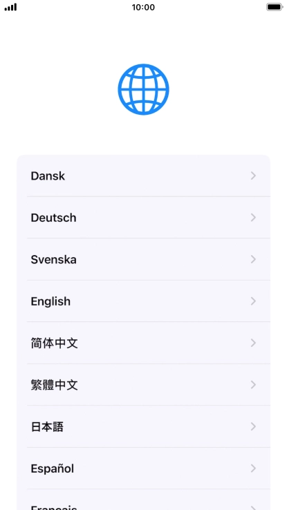 Press the required language.