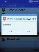 Key in the recovery password (default is 1234) and press the Left selection key.