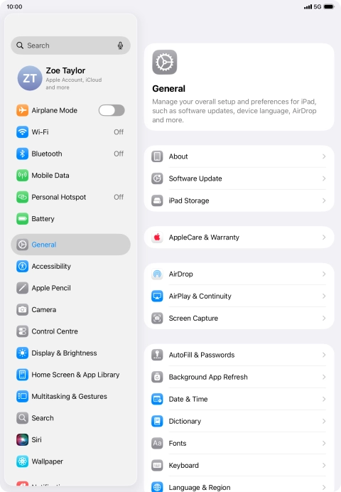Press Mobile Data.