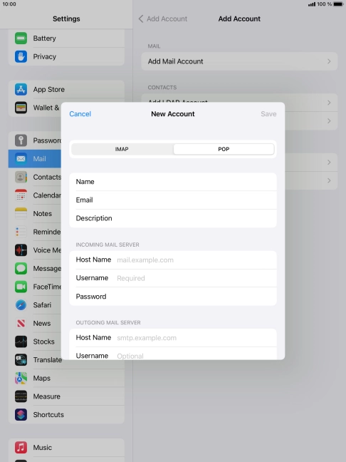 Press Host Name and key in the name of your email provider's incoming server.