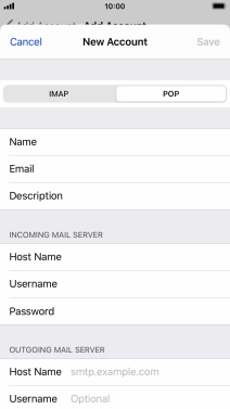 Press Host Name and key in the name or IP address of your email provider's outgoing server. Please note that if you can't send email messages when using your email provider's outgoing server, key in smtp.vodafone.net.au (Vodafone's outgoing server).