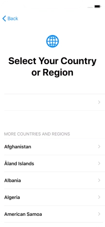 Press the required country or area.