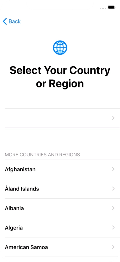 Press the required country or area.