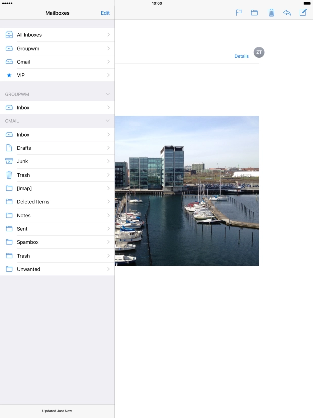 Press the required email account. Press the required email account.