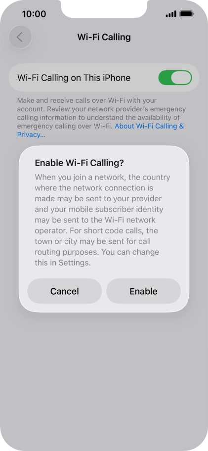 If you turn on the function, press Enable.