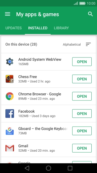 Press the required app.