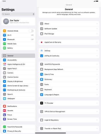 Press Software Update. If a new software version is available, it's displayed. Follow the instructions on the screen to update the tablet software.