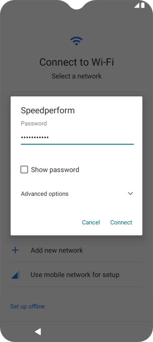 Key in the password for the Wi-Fi network and press Connect.