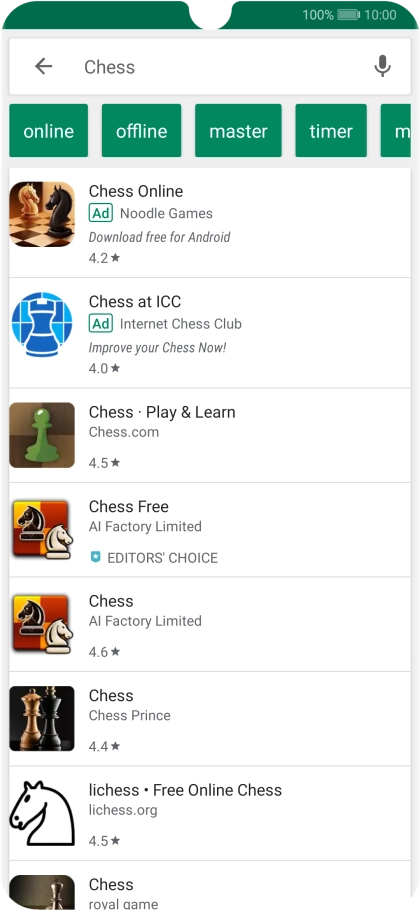 Press the required app. Press the required app.