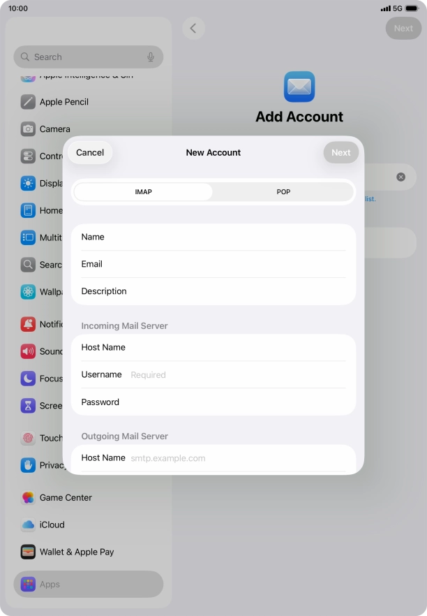 Press IMAP.